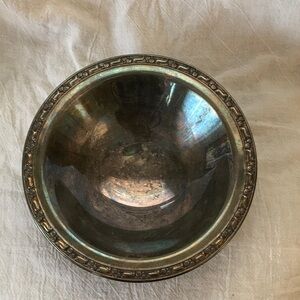 Silver (? plated) Decorative Bowl/Dish
Approximately 6” diameter